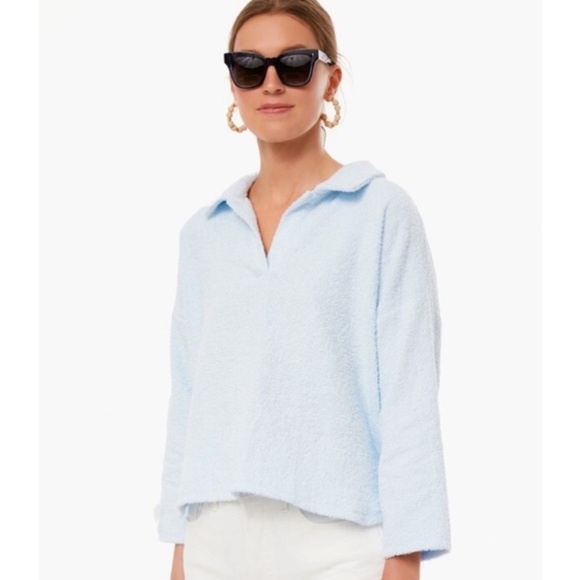 Tuckernuck Pomander Place Terry Cotton Collared Light Blue Pullover NWT Size XS - Picture 2 of 12